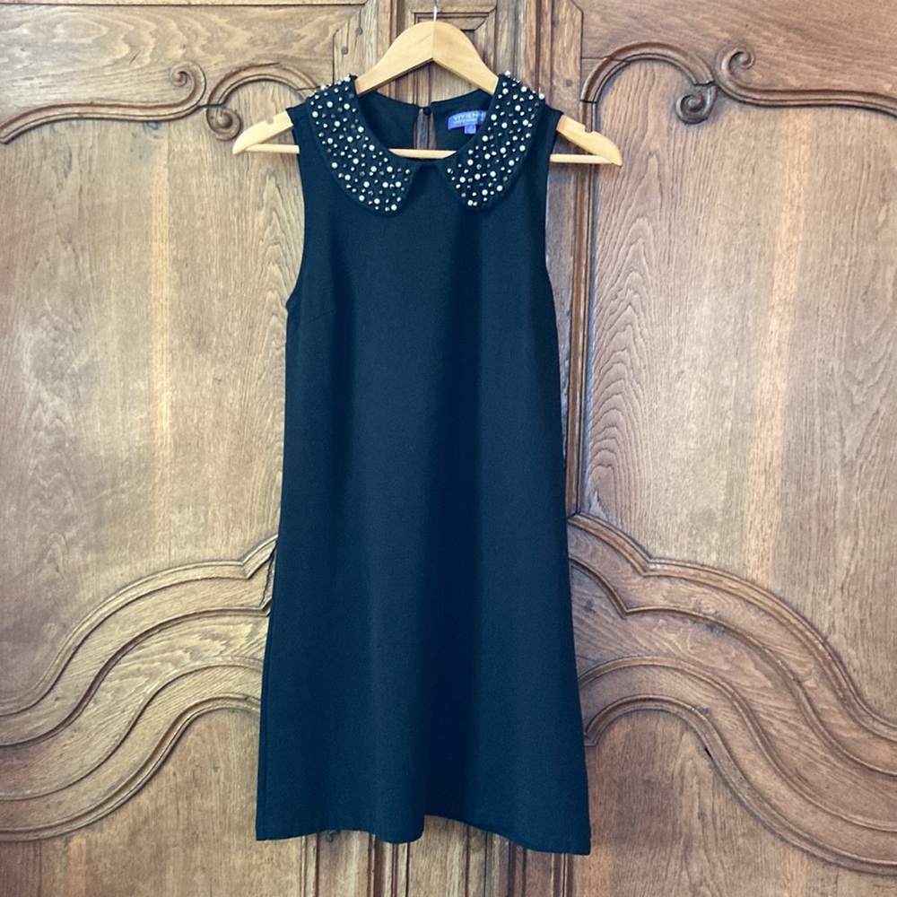 VIVIENNE Vivienne Tam Black Pearl Bead Peter Pan Collar Sleeveless Dress - Picture 7 of 10
